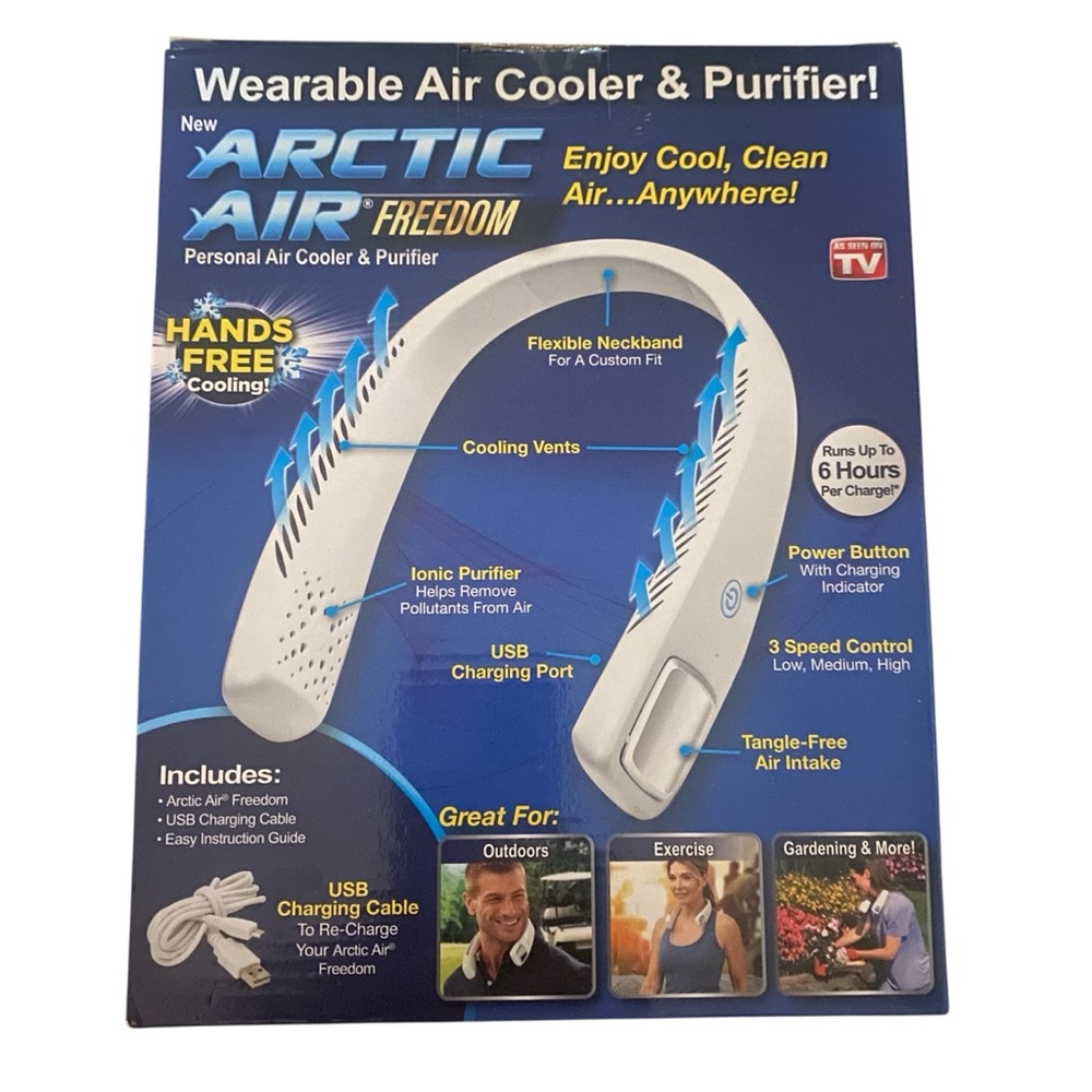 Arctic Air Freedom, a wearable personal air cooler and purifier. 
NEW IN BOX